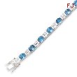 Sterling Silver BlueTopaz & CZ Bracelet