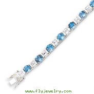 Sterling Silver BlueTopaz & CZ Bracelet