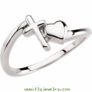 Sterling Silver Box Cross Heart Chastity Ring With Bx
