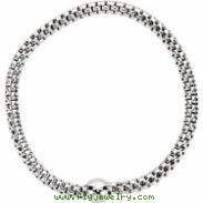 Sterling Silver BRACELET Complete No Setting WHITE RHODIUM PLATED 4.30 MM Polished WOVEN STRETCH W R