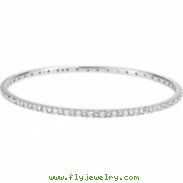 Sterling Silver BRACELET Complete with Stone 03.00 MM ROUND 02.00 MM CUBIC ZIRCONIA Polished BANGLE