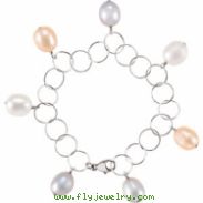 Sterling Silver BRACELET Complete with Stone 07.25 INCH NA 10.00- 11.00 MM FRESHWATER CULTURED PEARL