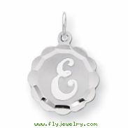 Sterling Silver Brocaded Initial E'' Charm