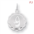 Sterling Silver Brocaded Initial G Charm