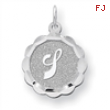 Sterling Silver Brocaded Initial J Charm