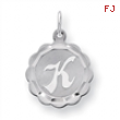 Sterling Silver Brocaded Initial K Charm