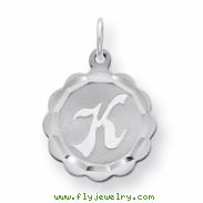 Sterling Silver Brocaded Initial K Charm