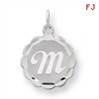 Sterling Silver Brocaded Initial M Charm