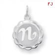 Sterling Silver Brocaded Initial N Charm