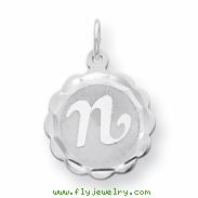 Sterling Silver Brocaded Initial N Charm