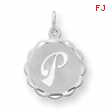 Sterling Silver Brocaded Initial P Charm