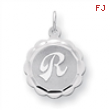 Sterling Silver Brocaded Initial R Charm