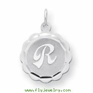 Sterling Silver Brocaded Initial R Charm