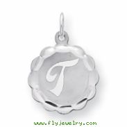 Sterling Silver Brocaded Initial T Charm