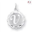 Sterling Silver Brocaded Initial V Charm