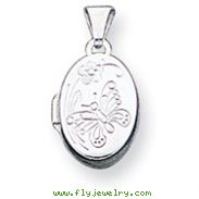 Sterling Silver Butterfly Oval Locket