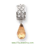 Sterling Silver Champagne And Clear CZ Dangle Earrings