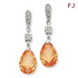 Sterling Silver Champagne Cubic Zirconia Dangle Post Earrings