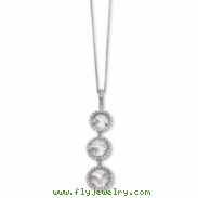 Sterling Silver Checker-cut CZ 3-stone 18in Necklace chain