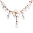 Sterling Silver Cherry Quartz, Opal, Freshwater Cultured Pink & Mother Of Pearl Necklace