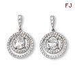 Sterling Silver Circle CZ Dangle Post Earrings