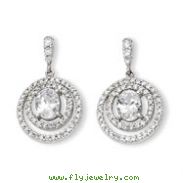 Sterling Silver Circle CZ Dangle Post Earrings