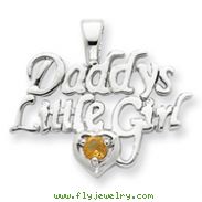 Sterling Silver Citrine Daddy's Little Girl Pendant