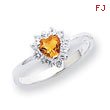 Sterling Silver Citrine Heart Ring