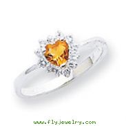 Sterling Silver Citrine Heart Ring