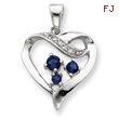 Sterling Silver Clear & Blue CZ Heart Pendant