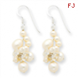 Sterling Silver Clear Crystal and White Cultured Pearl Earrings