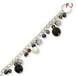 Sterling Silver Clear, Smokey, Green Quartz, Freshwater Cultured Pearl Bracelet