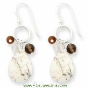 Sterling Silver Crazy Lace Agate/Clear & Smokey Qtz/Tiger Eye Earrings