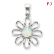 Sterling Silver Created Opal & CZ Daisy Slide