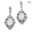 Sterling Silver Created Opal & CZ Earrings