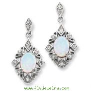 Sterling Silver Created Opal & CZ Earrings