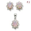 Sterling Silver Created Opal & CZ Pendant & Earring Set