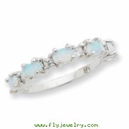 Sterling Silver Created Opal & CZ Ring