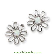 Sterling Silver Created Opal Daisy Post Earrings