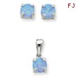 Sterling Silver Created Opal Pendant & Earring Set