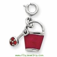 Sterling Silver Crystal & Enameled Bucket Charm