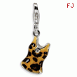 Sterling Silver Cubic Zirconia Black & Yellow Enameled Tank Top With Lobster Clasp Charm