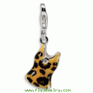 Sterling Silver Cubic Zirconia Black & Yellow Enameled Tank Top With Lobster Clasp Charm