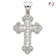 Sterling Silver Cubic Zirconia Budded Cross Pendant