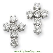 Sterling Silver Cubic Zirconia Cross Post Earrings