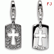 Sterling Silver Cubic Zirconia Cut-out Cross/Faith Clip-on With Lobster Clasp Charm