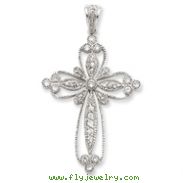 Sterling Silver Cubic Zirconia Filigree Cross Pendant