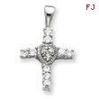 Sterling Silver Cubic Zirconia Heart Cross Pendant