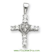 Sterling Silver Cubic Zirconia Heart Cross Pendant