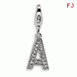 Sterling Silver Cubic Zirconia Letter A With Lobster Clasp Charm